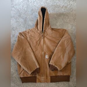 Carhartt Tan Hooded Work Jacket